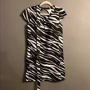Kate Spade Dorothy Zebra Print Brown and White Flutter Sleeve Mini Dress